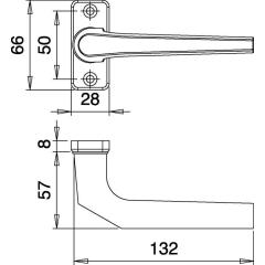 edi - Profil-Türdrückerlochteil 3314/0000 Alu.F1 käntig 8 mm gekr.