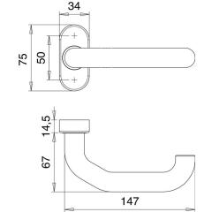 edi - Profil-Türdrückerlochteil 1800/2033 VA EST ov.8 mm gekr.