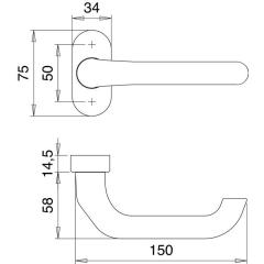 edi - Profil-Türdrückerlochteil 1300/2033 Alu.F1 ov.8 mm gekr.