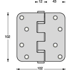 Kugellagertürscharnier VA rund  102x102 mm DIN L/R ma ausziehb.Stift