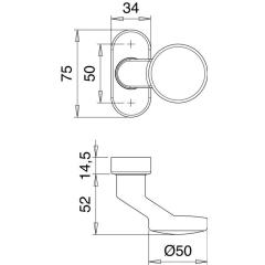 edi - Profiltürknopf 2033/1610 Material VA EST 4-KT.8 mm fest/drehbar