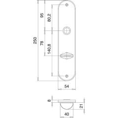 Renovierschild 206 WC VA F00 WC Entf.78mm EDI | 2 Stück