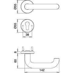 edi - FS-Garnitur Riva FS K7/103 VA F00 D/K TS 38-58 mm PZ rund DIN L/R