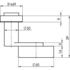 OGRO Profiltürknopf  3020A/6620 ER links zgd.Material VA ER fest