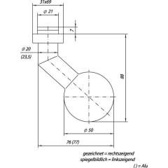 OGRO Profiltürknopf  3548V/6620 AL Material Alu.F1 fest