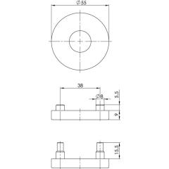 OGRO Drücker-Rosette 6501 23,5 AL Alu.F1 Schildst.9 mm rund rund