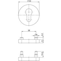 OGRO Schlüsselrosette 6612 PZ ER VA ER Schildst.9 mm PZ rund