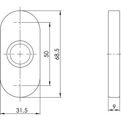 OGRO Drücker-Rosette 6621 23,5 ER VA ER Schildst.9 mm rund ov.