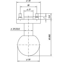 OGRO Türknopf  3548/6500 AL Alu.F1 ger.