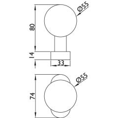 Rahmentürknopf 2085 Material VA 60 ger.fest