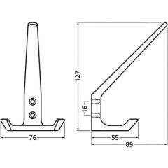 Huthaken 0032 2 Hak.A.89mm Alu.ku.-besch.schwarz H.127mm