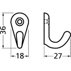 Handtuchhaken 0557 1 Hak.H.36mm Alu.ku.-besch.schwarz A.27mm HERMETA