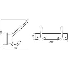 Huthakenleiste 0822-0822 2 Hak.A.96mm LM silberf.elox.H.102mm HERMETA