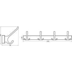 Huthakenleiste 0822-0824 4 Hak.A.96mm LM silberf.elox.H.102mm HERMETA