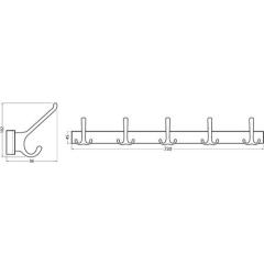 Huthakenleiste 0822-0825 5 Hak.A.96mm LM silberf.elox.H.102mm HERMETA