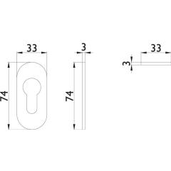 Kleberosette VA ma 60 Schildst.3 mm bl.ov.