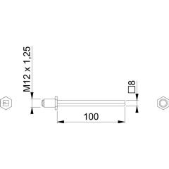 Hoppe VK FDW-Profilstift 4-KT.8x100mm Fe verz.geteilt M12x1,25 Hoppe