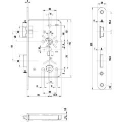 BKS - Einsteckschloss Stulp 20 mm, rund, DIN rechts, Falle und Riegel Zinkdruckguss - Klasse 3