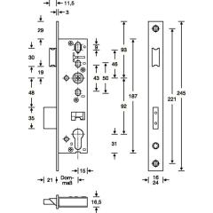 SSF - Panik-RR-Einsteckschloss Funktion B DIN links einwärts 24/245/40/92/9mm Kl 3 ktg.