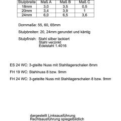 SSF - Einsteckschloss Stulp 20 mm, rund, DIN links, Falle und Riegel Zinkdruckguss