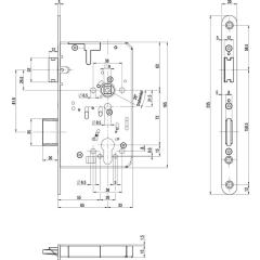 BKS - Panik-Einsteckschloss 2320, 20/65 mm, Panik-Funktion B, DIN links, Edelstahl