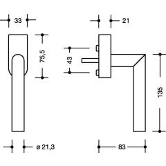 HEWI Fenstergriff 162XAFGA VA ma geschl.35  mmDIN links abschl.