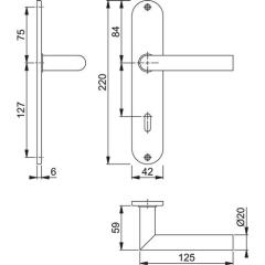 Hoppe - Langschildgarnitur Ams.E1400Z/302 VA F69 OB 72mm