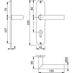 Hoppe - Langschildgarnitur Ams.E1400Z/302 VA F69 PZ 72mm