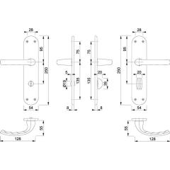 Hoppe Renovationsgarnitur Tôkyô 1710/3334 Alu.F1 SK/OL 4-KT.8mm Entf.78mm Hoppe