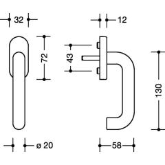 HEWI Fenstergriff 111PBFG PA 98 signalweiß 30 mm Stand.