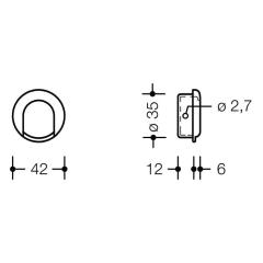 HEWI Einlassmuschel 535MLB PA ma 92 grau L.42 mm B.42 mm