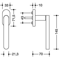 HEWI Fenstergriff 270XAFG.1 VA ma geschl.40 mm Stand.