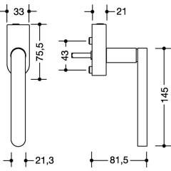 HEWI Fenstergriff 270XAFGA.1 VA ma geschl.40 mm abschl.