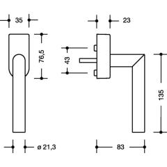 HEWI Fenstergriff 162PBFGA.2 PA 92 grau 30 mm abschl.