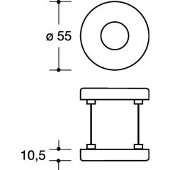 HEWI Drückerrosette 305.21PBR D.21 mm,Ed.matt,tiefschwz,KN+LN,TS38,1